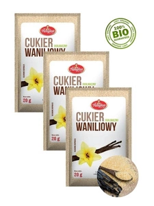 3 x Cukier wanilinowy bio ekologiczny z mielona wanilią burbon 20g