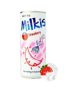 Milkis napój mleczny koreański truskawkowy bezalkoholowy gazowany o smaku strawberry puszka 250ml