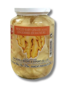 Imbir marynowany do sushi biały piklowany w plastrach przekąska w zalewie 454/200g