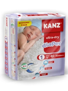 Pieluchy dziecięce bawełniane dry rozmiar1 newborn 2-5kg 40szt kanz