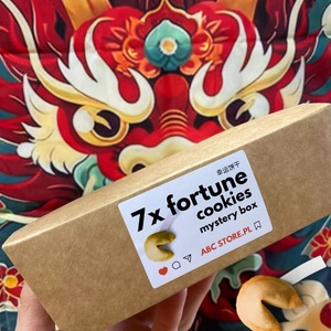 Pudełko na prezent 7x ciastko z chińską wróżbą niespodzianka na każdy dzień tygodnia 7 dni 7 wróżb fortune cookies mystery box