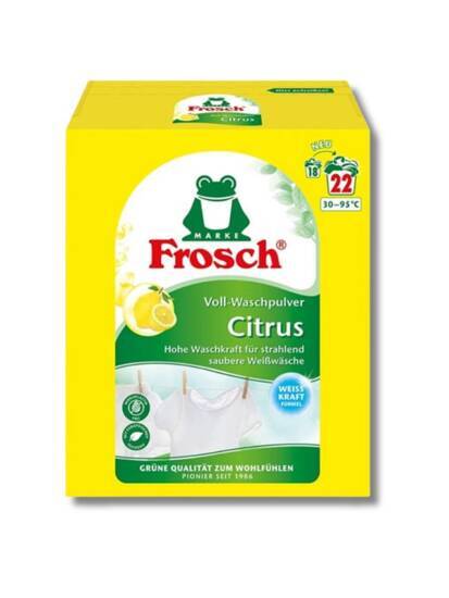 Frosch proszek do prania białych jasnych kolorów citrus eko 22 prania niemiecki 1450g