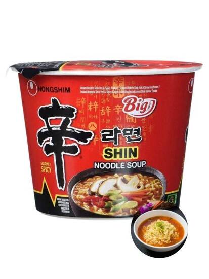 Makaron bowl instant zupka koreańska Shin Ramyun z warzywami wege ostra orientalna Nongshim halal 114g